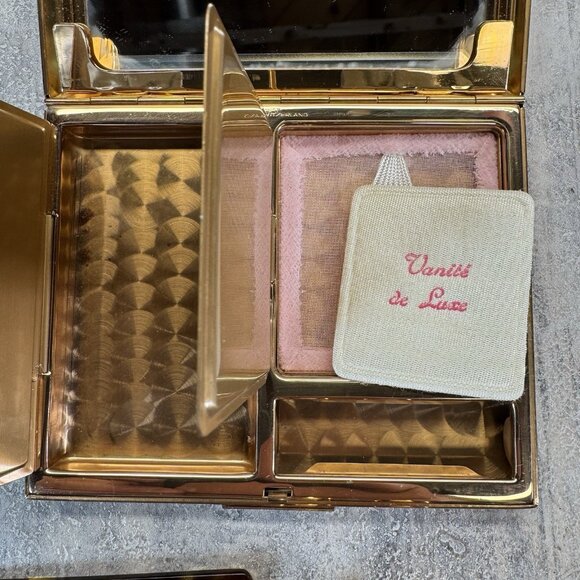 1950’s Evening Bag REME Switzerland Mother Of Pearl Gold Tone Makeup Compact - Picture 9 of 13